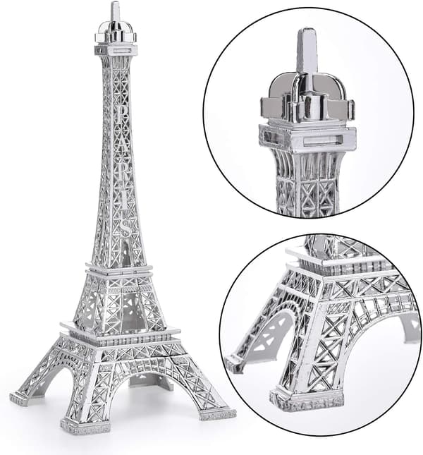 Eiffeltårn Statuedekor, 18 cm Legert Metall Samleobjekt Figur Replika Suvenir Rom, Paris Eiffeltårn. (sølv) silver