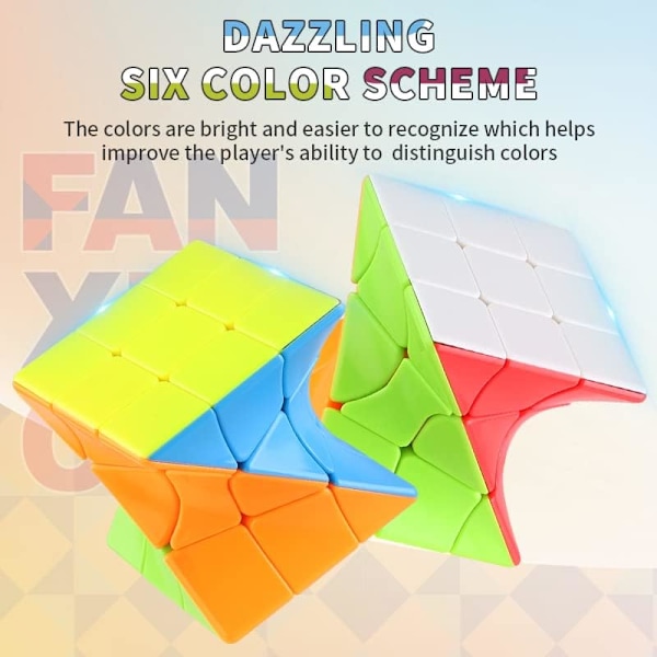 3x3 Distorted Oblique Cube Stickers Speed Cube 3D Puzzle Cube Vivid Color Magic Puzzle Toy