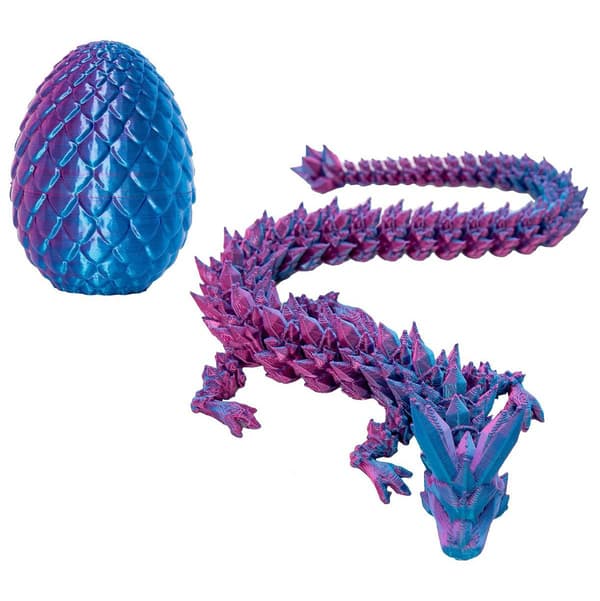 Drage - Flerfarget 3D-printet plastdragefigur - Regnbue-perlemorsfarger - Sammenkoblede kroppssegmenter og ben