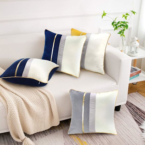 Grå Velvet Putetrekk 45x45cm Dekorativt Putetrekk for Sofa Stue Sett med 2 Azul 45cm*45cm
