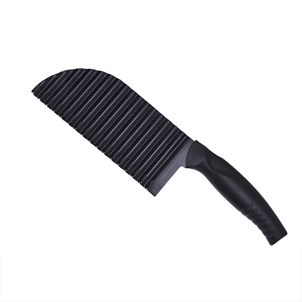 Rustfritt stål crinkle kutter, riflet kniv rustfritt stål pommes frites kutter, bølgete potetkniv, potetskreller kniv, bølgekniv, bølgeskjærer for pommes frites Black
