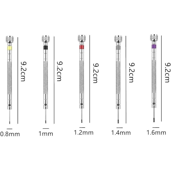 5 st precisionsskruvmejselset urmakarskruvmejslar vändbar blad skruvmejsel för klocka glasögon smycken reparation
