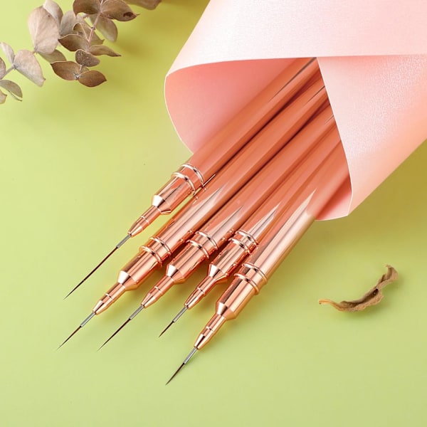 5 stk. Nail Art Liner Pensler, Maleri Nail Art Pensler til Lange Linjer, Detaljer, Fin Tegning Nail Dotting Tegneværktøj Sæt 7mm/9mm/11mm/15mm/25mm