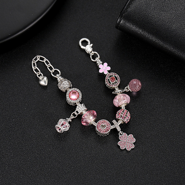 24 stk. Julekalender, DIY Julearmbåndssæt 24 Dages Nedtællings Charm Smykker Blind Box Julepynt til Børn Pink Pink
