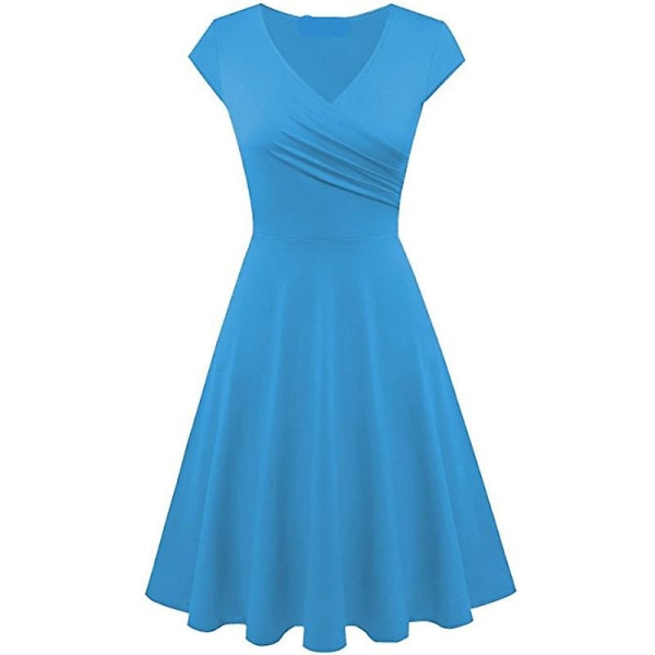 Kortärmad omlottklänning för kvinnor Light Blue 4XL