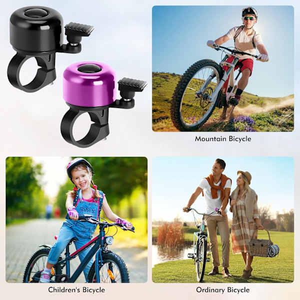 2 stk. cykelklokke, mini cykelklokke, cykelklokker til voksne og børn, høj og skarp lyd cykelklokke til mountainbike, racercykel og BMX Purple