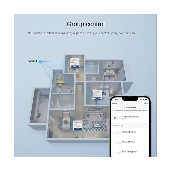 Wifi Smart Lysbryter Modul, Tuya App Fjernkontroll 2 Veis Kontroll 4