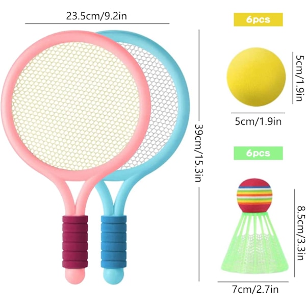 Barnens tennisracketset, barnens badmintonset, lätt badminton, barnens badminton, racketset Pink+Blue