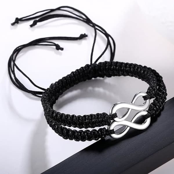 2 stk./sett Rustfritt stål 8 Infinity Pararmbånd Flettet Lær