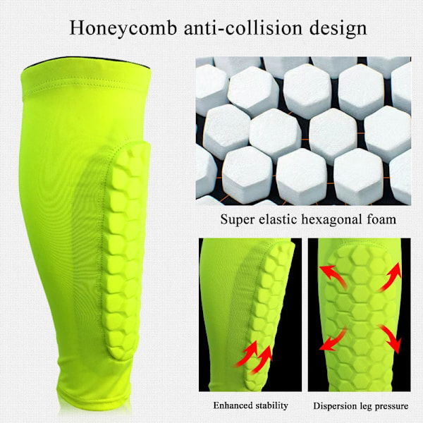 Honeycomb lægbeskyttelsesbælte silikone skridsikker, anti-kollisions åndbar sports skinnebensbeskyttere skinnebensbeskyttere, Blå L Blue L