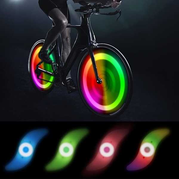 Sykkel Eikelys, 4 pakker Dekk Blinkende Lampe LED Neon Hjul Blinkende Lys Sykkelys, Vanntett 3 Blinkende Moduser