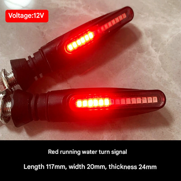 4 stk. Motorcykel Blinklys LED Lys, LED12V Blinklys, Retrofit Tilbehør Lampe Rød vandlampe Red water lamp