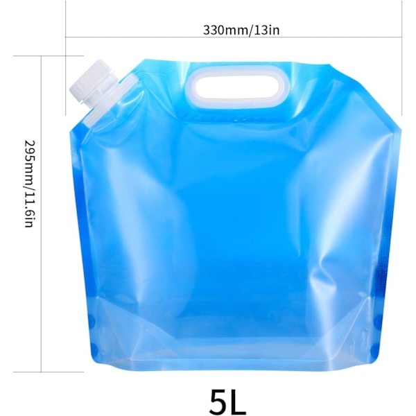 4-pack vattenbehållare, 5L hopfällbar dricksvattenbehållare för bil, hopfällbar vattenpåse för utomhusbruk, sport, vandring, camping, grillning, picknick (blå)