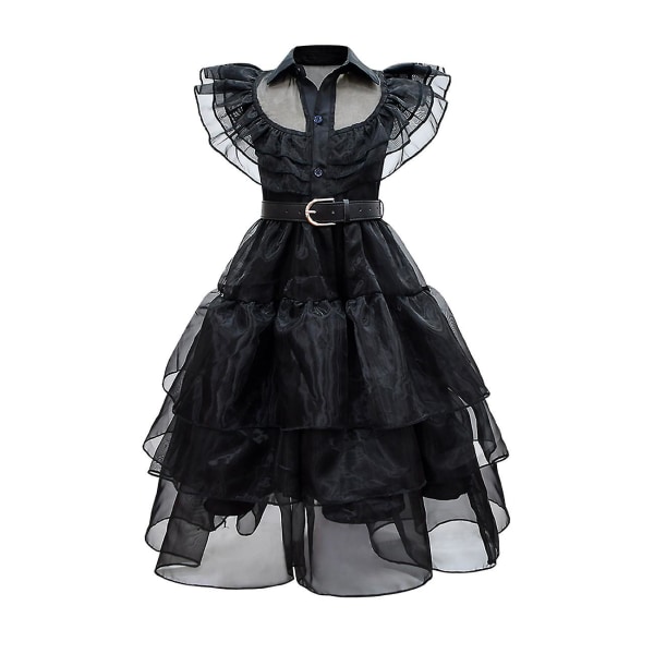 Onsdag Addams Dress For Girls Halloween Carnival Party Cosplay Kostym 140cm