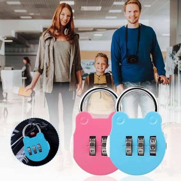 (Rosa + Blå (2 st)) Bagagelås, mini 3-siffrig kombination