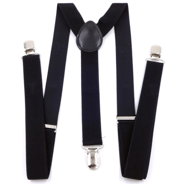 Elastiska Y-formade hängslen för män Damens enfärgade justerbara hängslen black