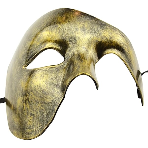 herrmask maskerade maske operaens fantom halvmaske Gold
