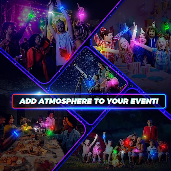 Armband, LED-ljusarmband, glitter sportarmband, 8-pack lyser i mörkret festtillbehör för konserter, festivaler, sport, fester, evenemang