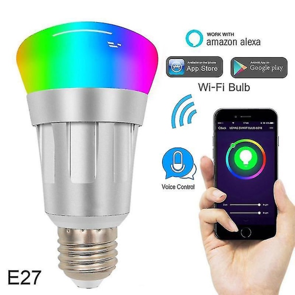 E27 E26 B22 E14 Smart kontrolllampa Led Rgb Röstkontroll LED-lampa Färgglad växlande lampa Led Rgb Vit Dekor Hem Ac85-265v