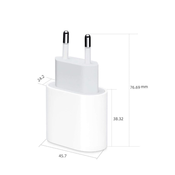 Puhelimen pikalaturi - Adapteri ja kaapeli 20W USB-C 2m