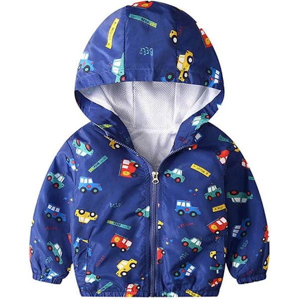 Barne Vindjakke Gutt Casual Jakke Vår og Høst Tynn Kåpe Tegneserie Print Glidelås 1-7 År 130