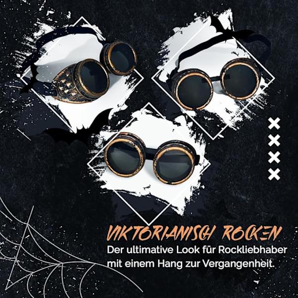 Steampunk briller for menn og kvinner – retro solbriller for steampunk-antrekk I Cyberpunk Burning Man, karneval, halloween, tilbehør for fest Ancient Silver