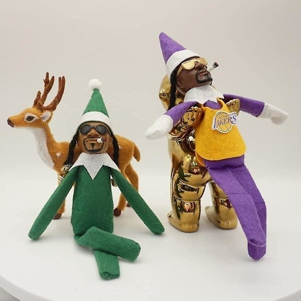 Stoop Santa Claus Dock - Svart Handgjord Hip Hop Plyschleksak (11,8 tum) - Set om 2 2pcs