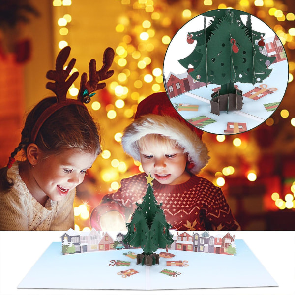 Jul tredimensionella gratulationskort 3d julgran kreativa gåvor