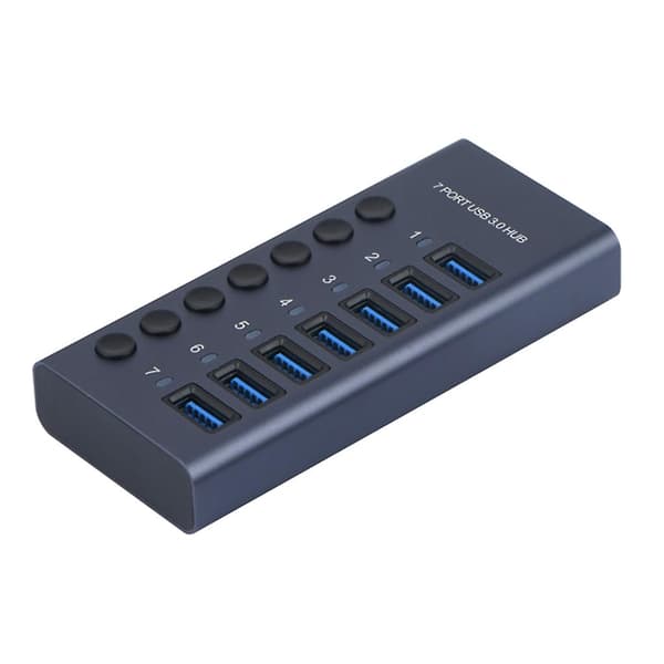 Usb 3.0 Hub Dockingstasjon 7 Porter 5gbps Dataoverføring Individuell