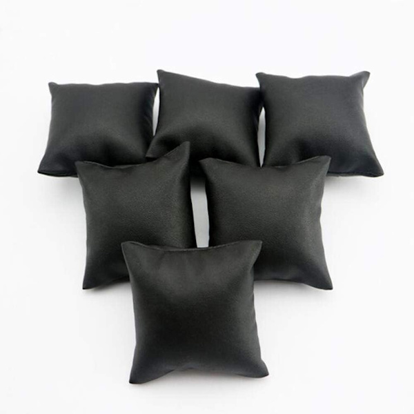 6 st svart PU-läder armband klockkudde armband kuddar kudde smycken arrangör hållare smycken displayer stativ show