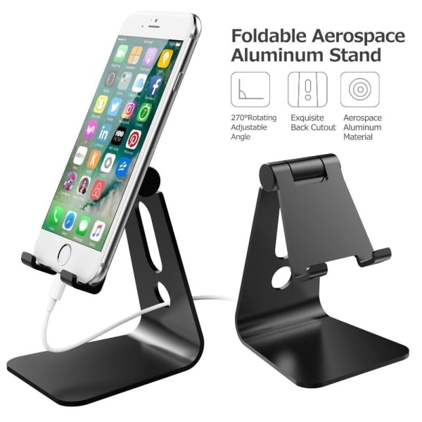 270° Mobilhållare för Skrivbord - Svart Svart Svart