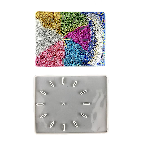 DIY Klocka Resin Formar Rund/ Fyrkantig Silikonform Handgjord DIY E