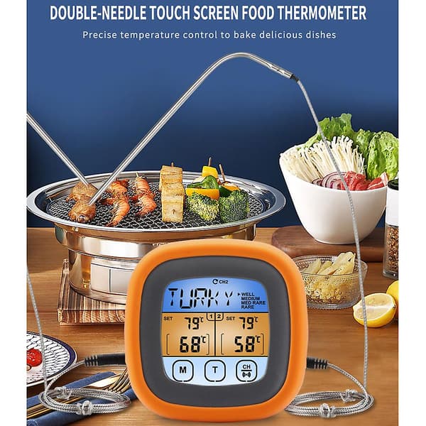 Kødtermometer til grillning og rygning 2 prober Touch Screen Temp