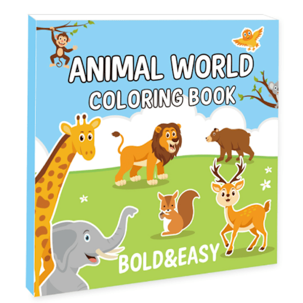 En malebog for voksne og teenagere, med super søde billeder og simple og afslappende mønstre, velegnet som en afslappende bog om dyreverdenen Animal World