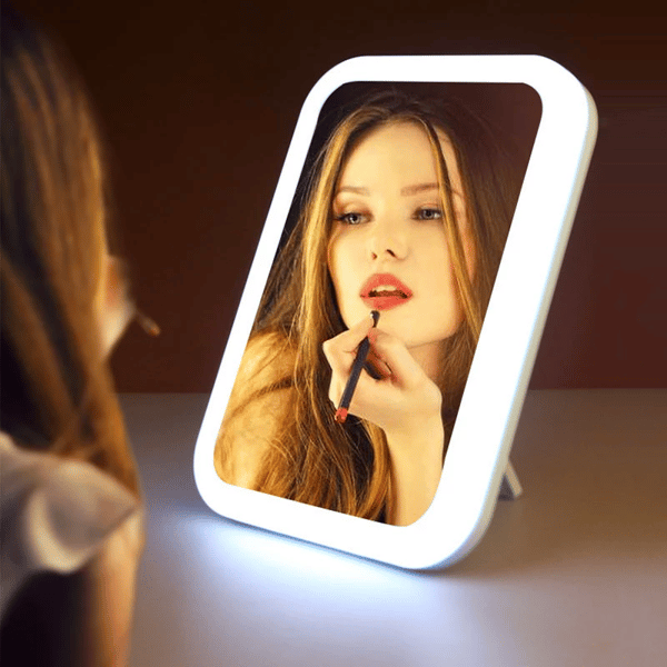 Bærbart Makeupspejl med Touch-kontrol + LED-belysning