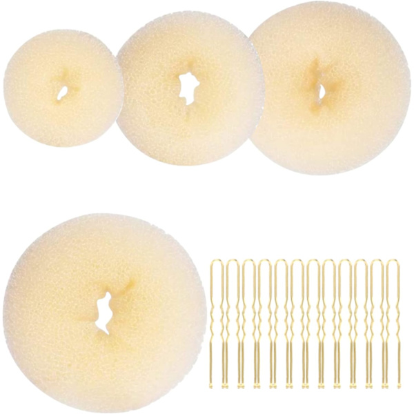 4 st hårbulleformare, 4 storlekar hårbulleformare med 20 gyllene hårnålar, chignon bulleformare hårring stylingtillbehör