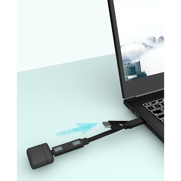 4-i-1 PD65W Datakabel Multi USB Laddningskabel: Kort EDC-kabel för Lightning, Typ C och A Röd Red