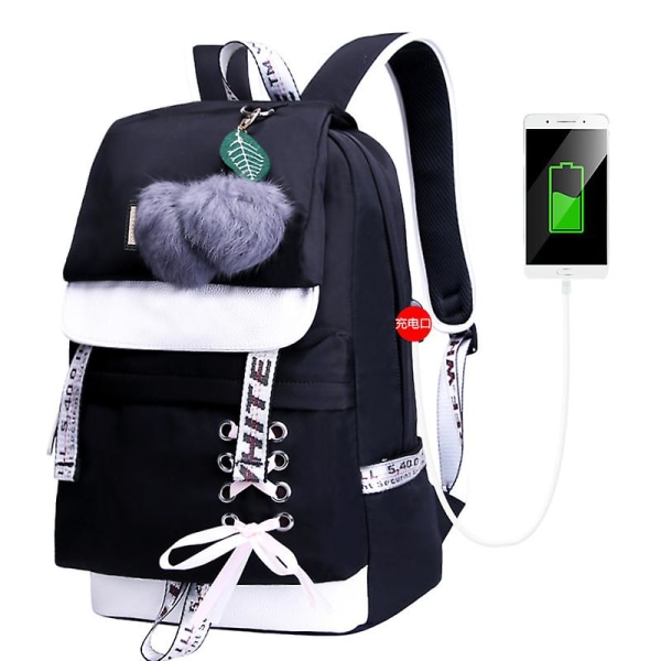 Reseryggsäck med multi fack för kvinnor Lätt laptopväska Black