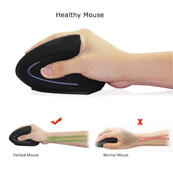 Vertikal Ergonomisk Mus Höger Hand USB Kabelansluten 1600dpi Optisk Fo