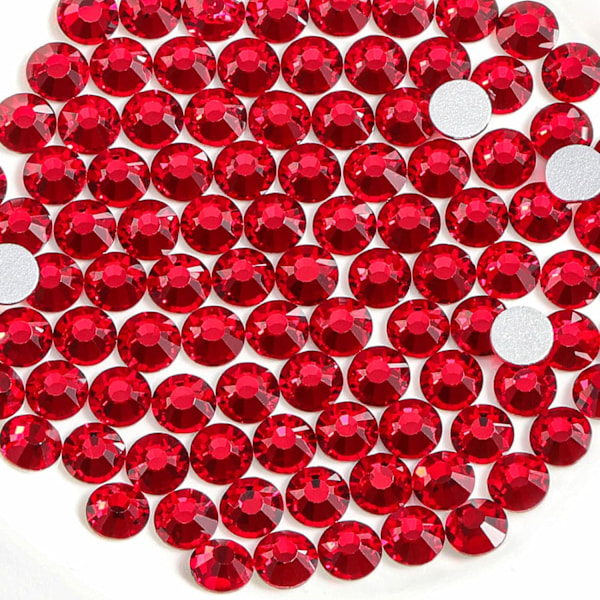 Flad krystal diamant rund ædelsten, safir (4,6-4,8 mm) SS20/1440 stykker red