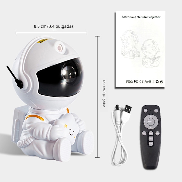 Galaxy Stjerneprojektor Taklampe Gave Dekorativ for Rom LED Nattlys med Stjerneprojektoreffekter og Galaxy Nebula White A