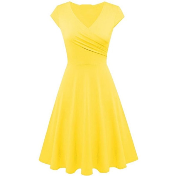 Kortärmad omlottklänning för kvinnor Yellow 3XL