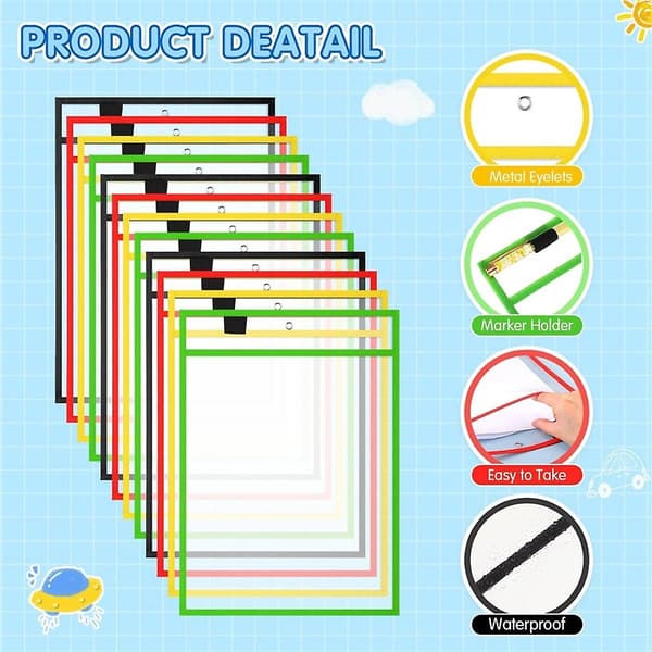 28 stk. Arbejdsnotesholder Genanvendelig Notesholder Lomme Plast Fil