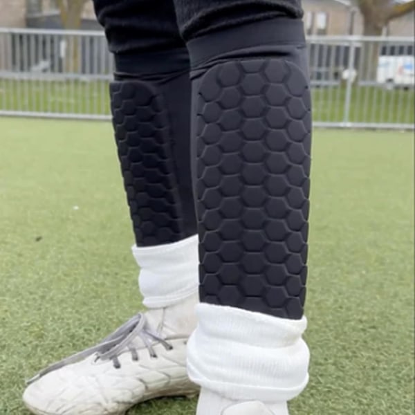 Hunajakennokuvioinen pohjesuoja silikonisella liukuesteellä, törmäyksenesto, hengittävät urheilu säärisuojat, valkoinen XL White XL
