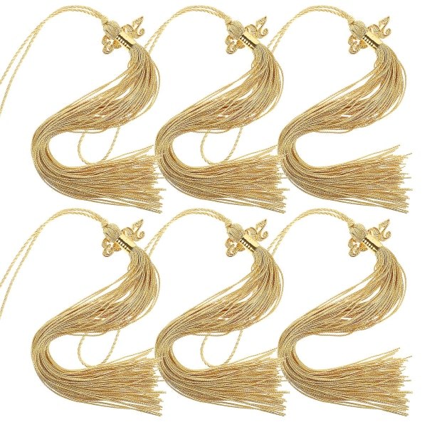 6 stk. dusk til hatt Dusk-sjarm Hatt-dusk Graduasjonsfestutstyr Gullfarget 40 cm