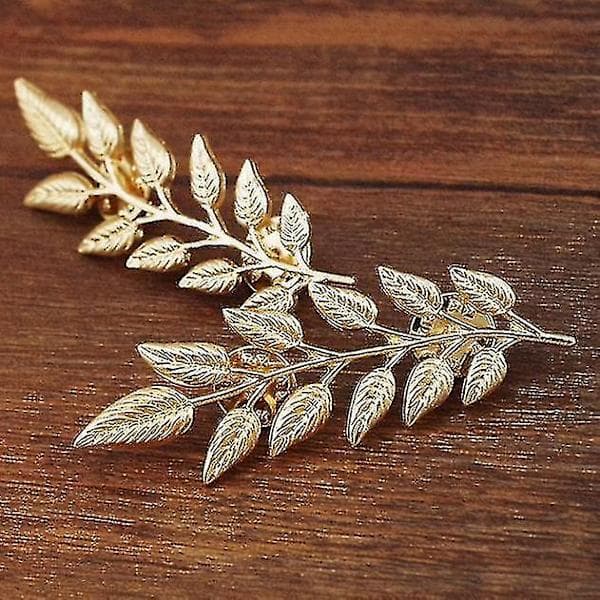 Herrkostym Broscher Dubbla Blad Kragstift Brosch Guld Växt