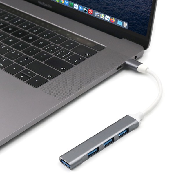 Metall USB C Hub Typ C Till 3x USB 2.0 + USB 3.0 4 Portars Adapter Fo