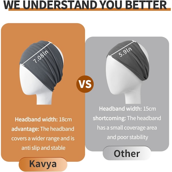 Damhuvudband Set om 4 7 Tums Elastiska Hårband Dam Yoga Sport Hårband Turban Överdimensionerat Hårband Bohmiska Hårtillbehör silence
