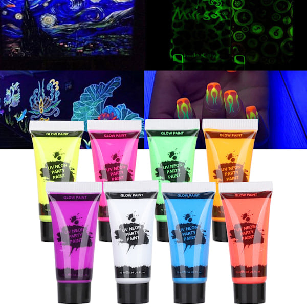 10ml Kroppsmaling Sett Blacklight Ansikts- og Kroppsmaling Sminke Fluorescerende Kropps- og Ansiktsmaling