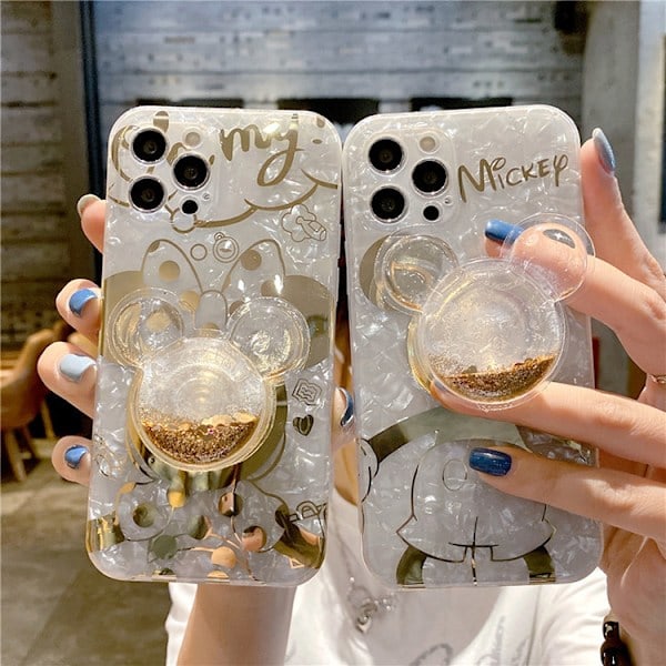 Tegneserie-deksel til iPhone og Bling Glitter Telefonstativ Søtt Telefondeksel til Jenter Kvinner Minnie iPhone 12 pro Minnie iPhone 12  pro